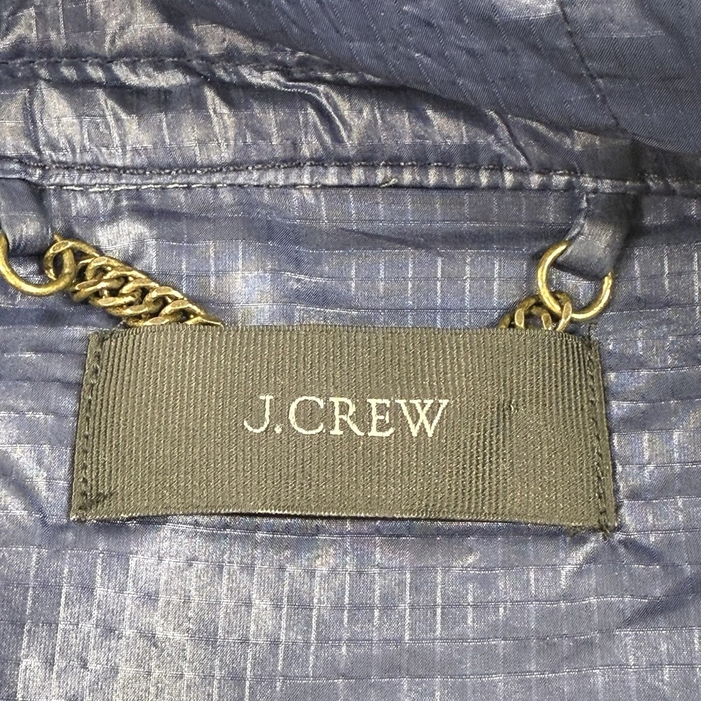J. Crew Anorak Hooded Pullover Jacket Womens L 1/4 Button High Low Canvas Fleece - Picture 3 of 16